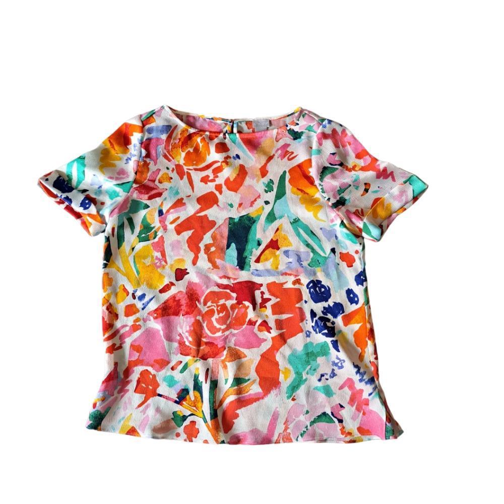 Chico's Floral Hammered Tee -